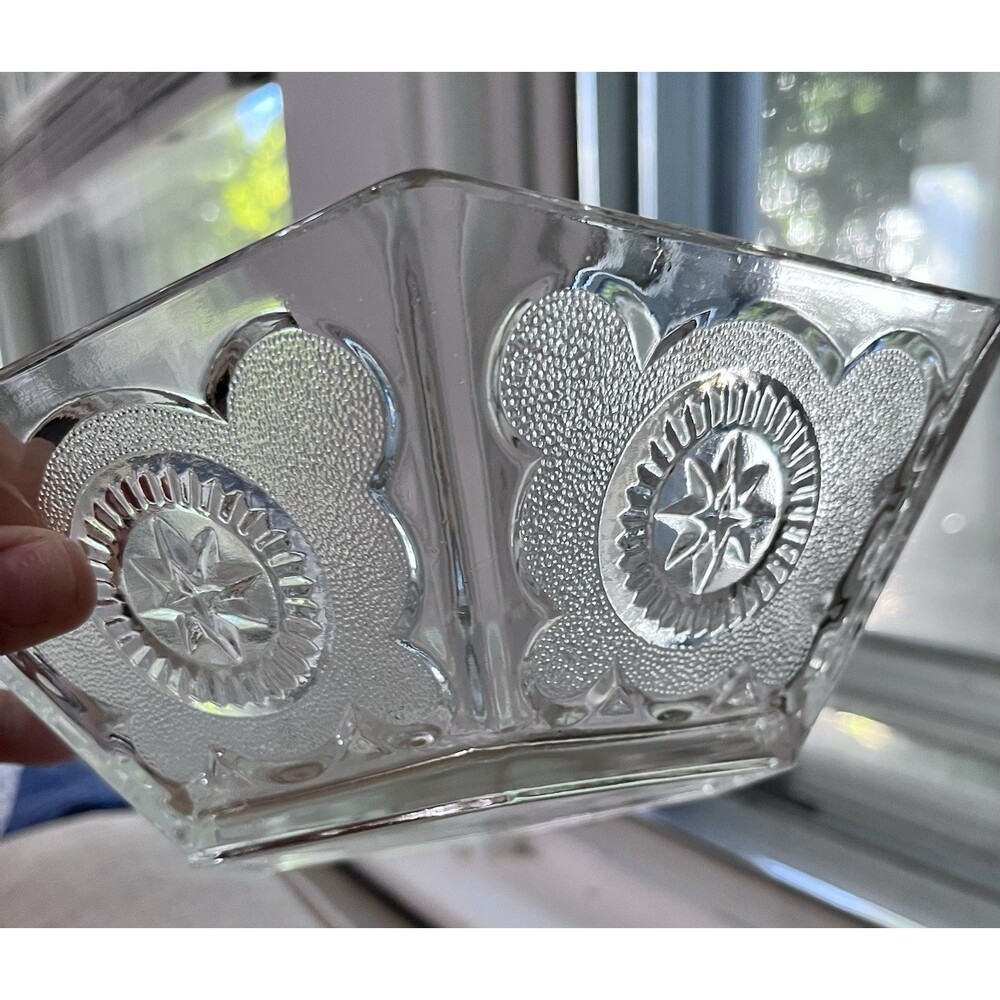 Federal Glass Americana Hexagon Stars Serving Bowl 1950'S Patriotic Vintage